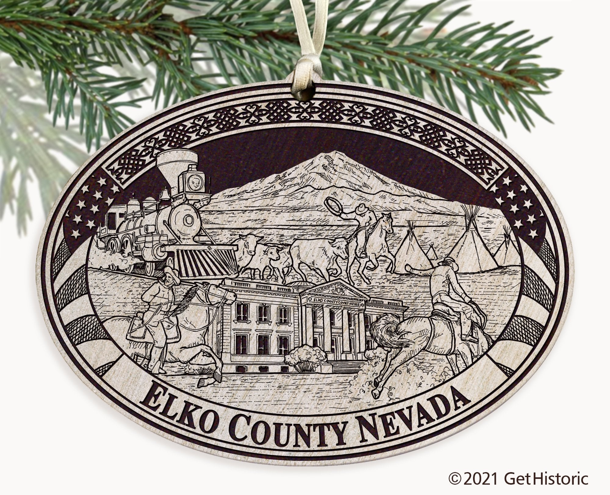 Elko County Nevada Engraved Ornament