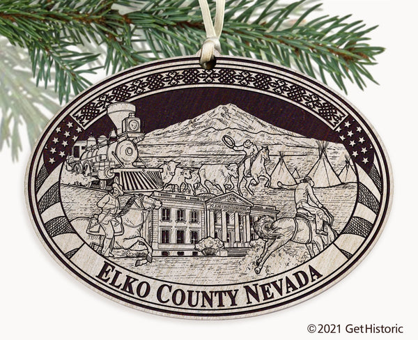 Elko County Nevada Engraved Ornament