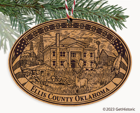 Ellis County Oklahoma Engraved Natural Ornament