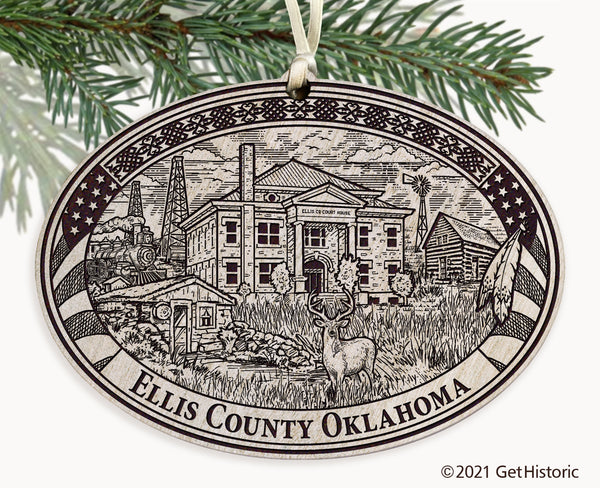 Ellis County Oklahoma Engraved Ornament