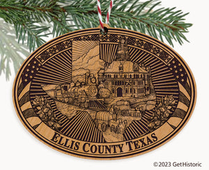 Ellis County Texas Engraved Natural Ornament