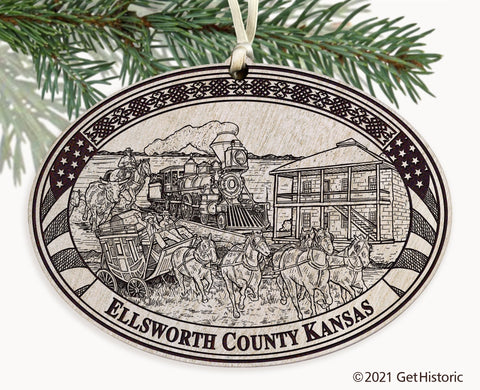 Ellsworth County Kansas Engraved Ornament