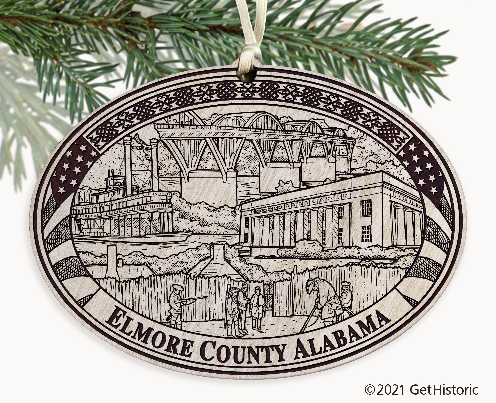 Elmore County Alabama Engraved Ornament