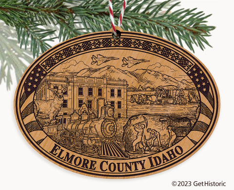 Elmore County Idaho Engraved Natural Ornament