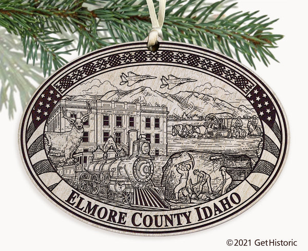 Elmore County Idaho Engraved Ornament