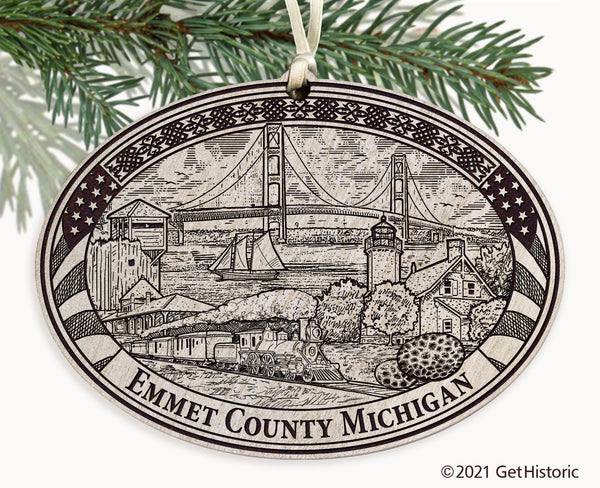 Emmet County Michigan Engraved Ornament