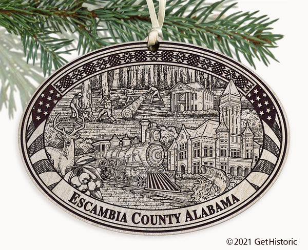 Escambia County Alabama Engraved Ornament