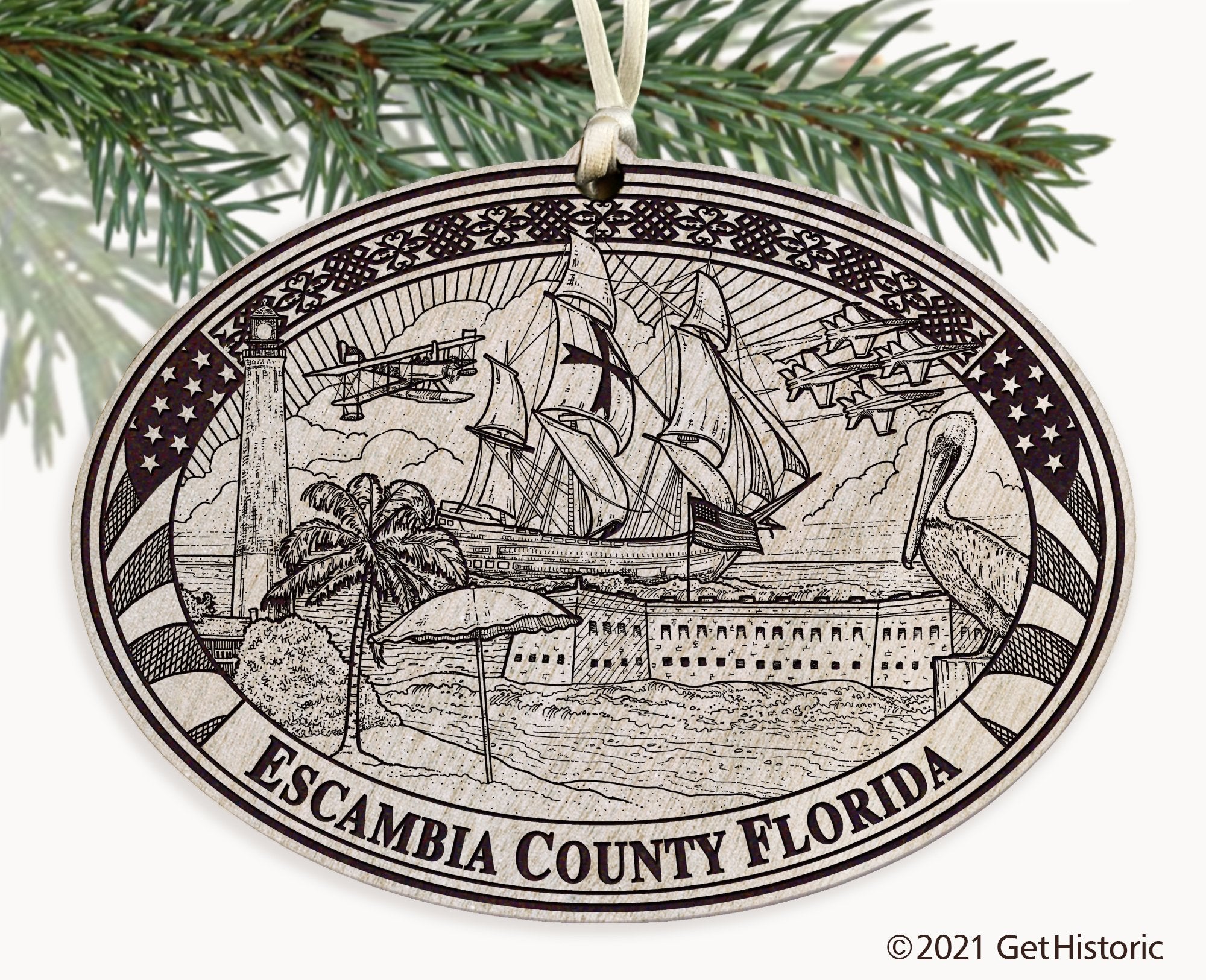 Escambia County Florida Engraved Ornament