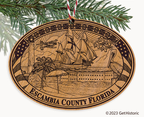 Escambia County Florida Engraved Natural Ornament