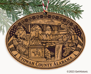 Etowah County Alabama Engraved Natural Ornament