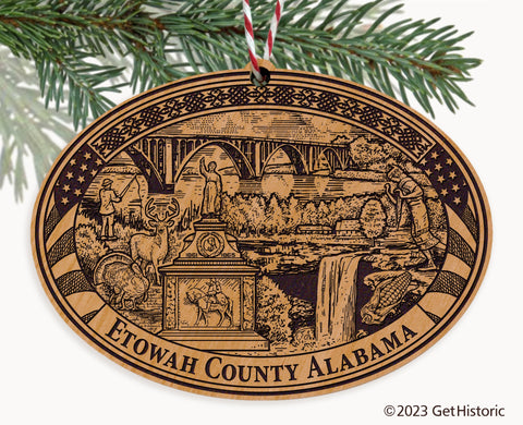 Etowah County Alabama Engraved Natural Ornament