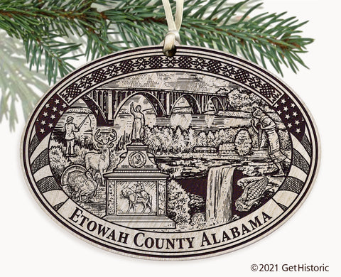 Etowah County Alabama Engraved Ornament