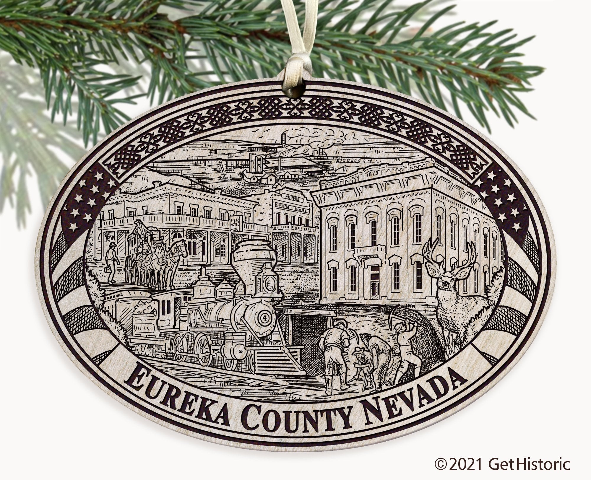 Eureka County Nevada Engraved Ornament