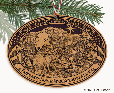 Fairbanks Borough Alaska Engraved Natural Ornament