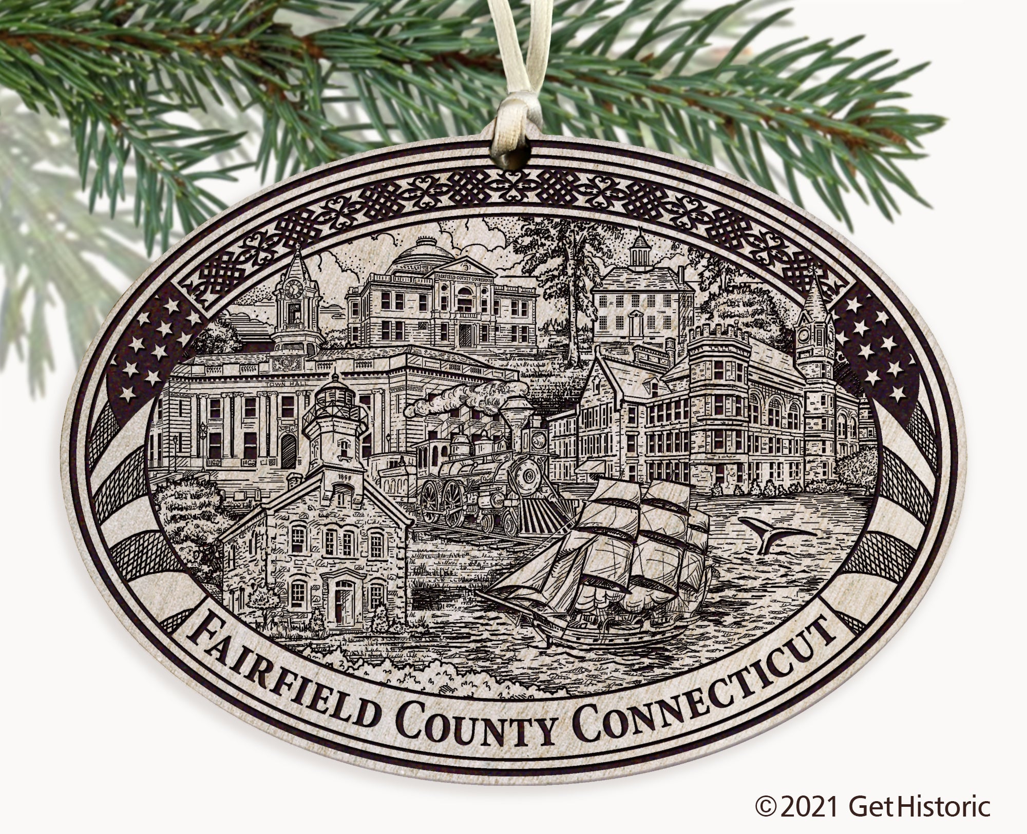 Fairfield County Connecticut Engraved Ornament