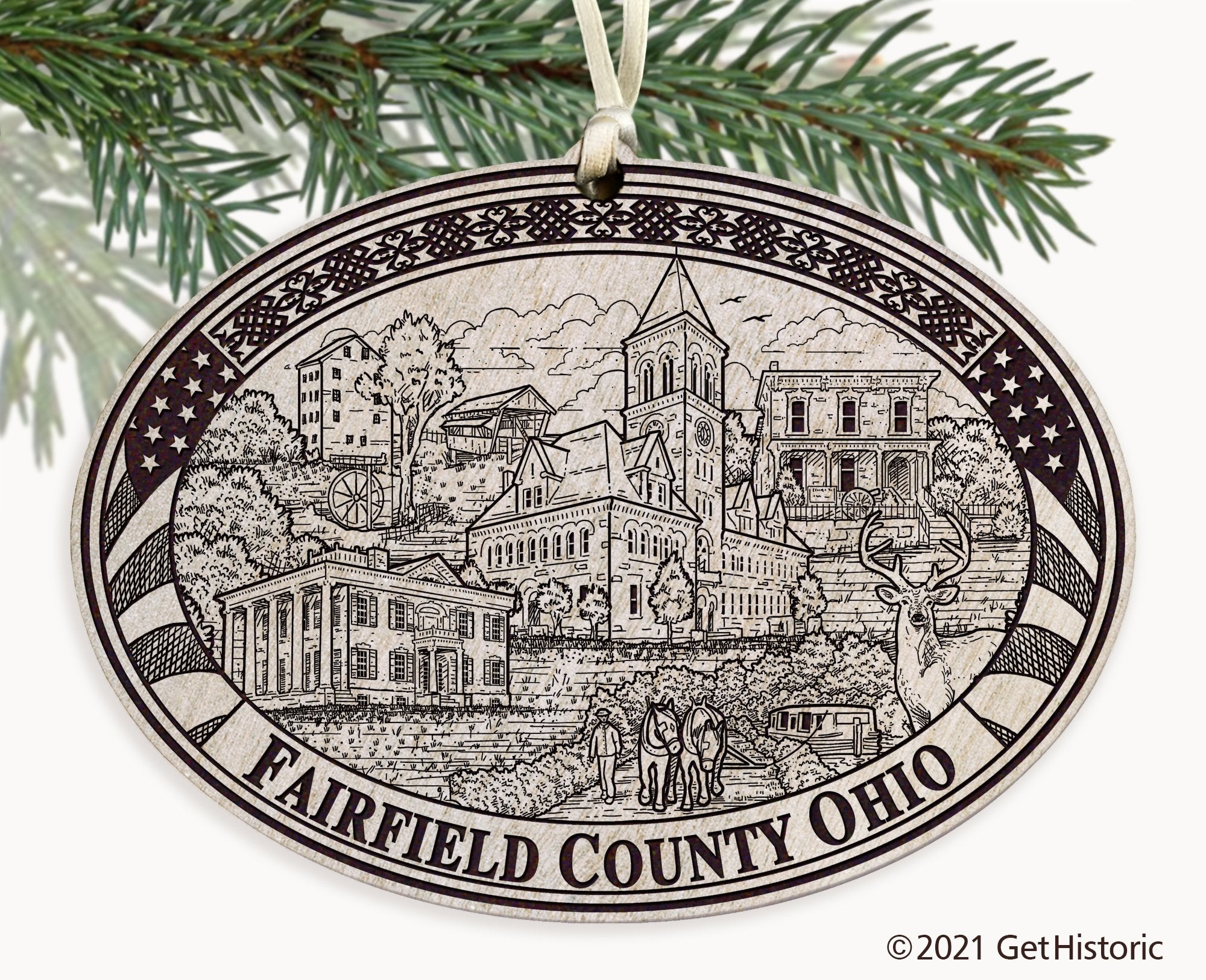 Fairfield County Ohio Engraved Ornament