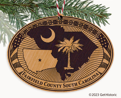 Fairfield County South Carolina Engraved Natural Ornament