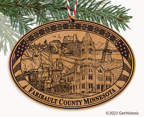 Faribault County Minnesota Engraved Natural Ornament