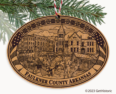 Faulkner County Arkansas Engraved Natural Ornament