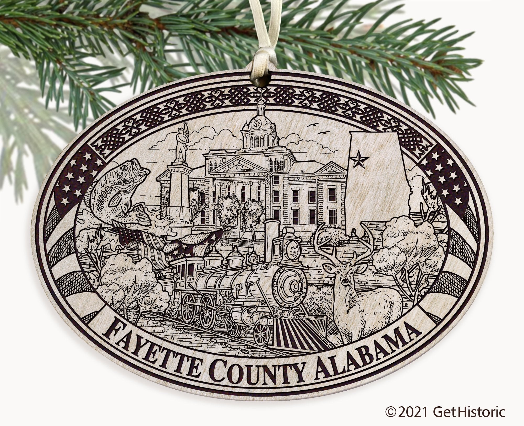 Fayette County Alabama Engraved Ornament