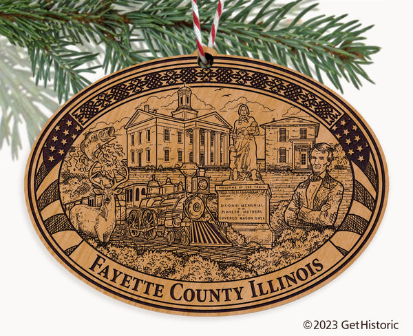 Fayette County Illinois Engraved Natural Ornament