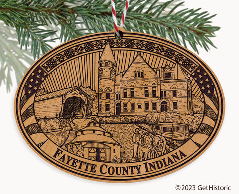 Fayette County Indiana Engraved Natural Ornament