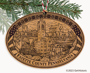 Fayette County Pennsylvania Engraved Natural Ornament