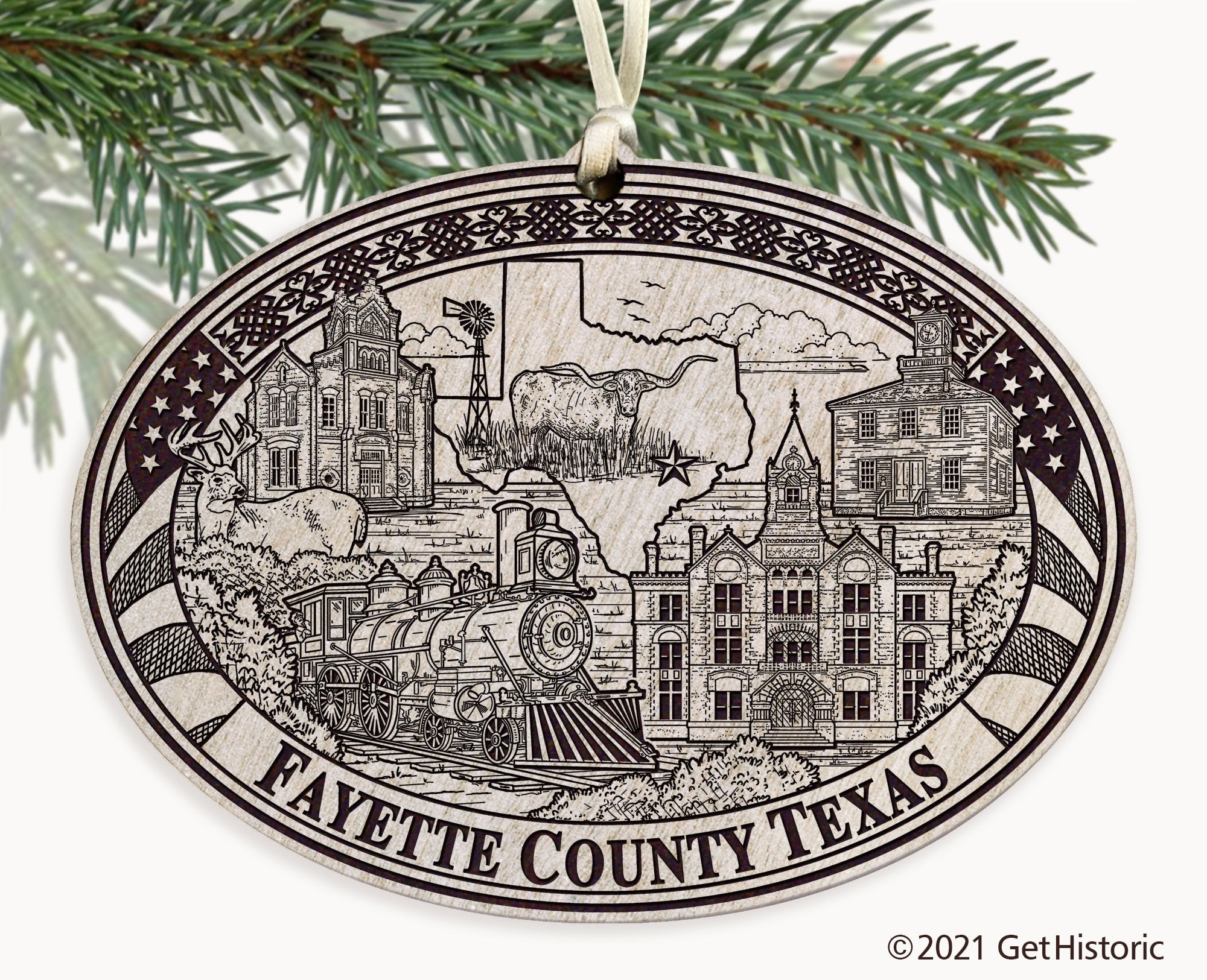 Fayette County Texas Engraved Ornament