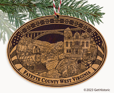 Fayette County West Virginia Engraved Natural Ornament