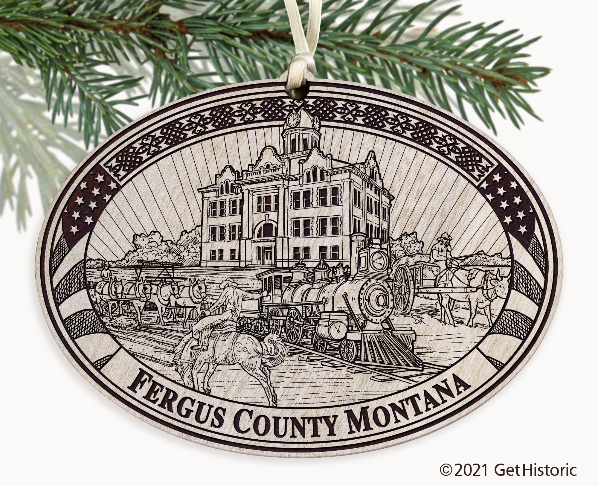 Fergus County Montana Engraved Ornament