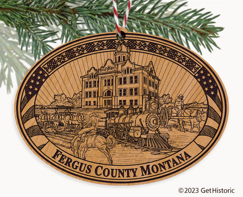 Fergus County Montana Engraved Natural Ornament