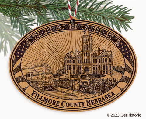 Fillmore County Nebraska Engraved Natural Ornament