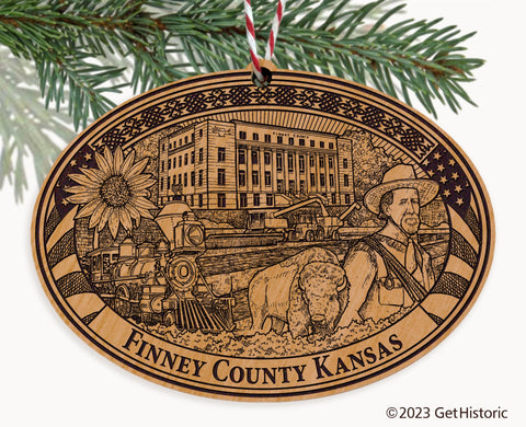 Finney County Kansas Engraved Natural Ornament