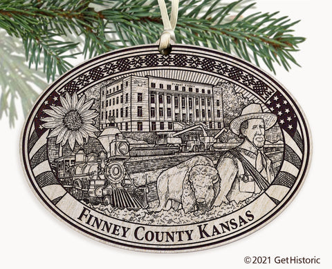Finney County Kansas Engraved Ornament