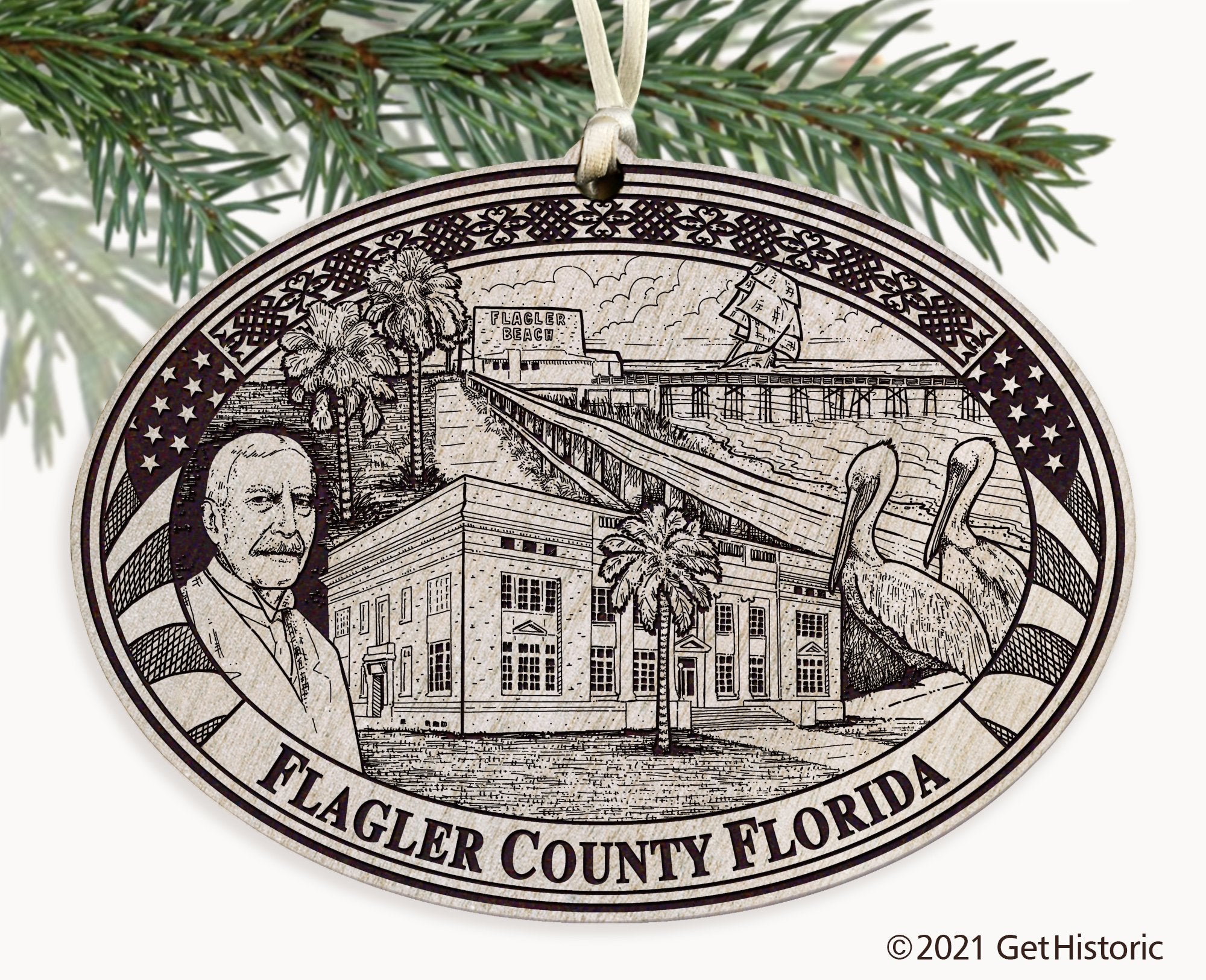Flagler County Florida Engraved Ornament