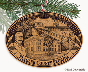 Flagler County Florida Engraved Natural Ornament