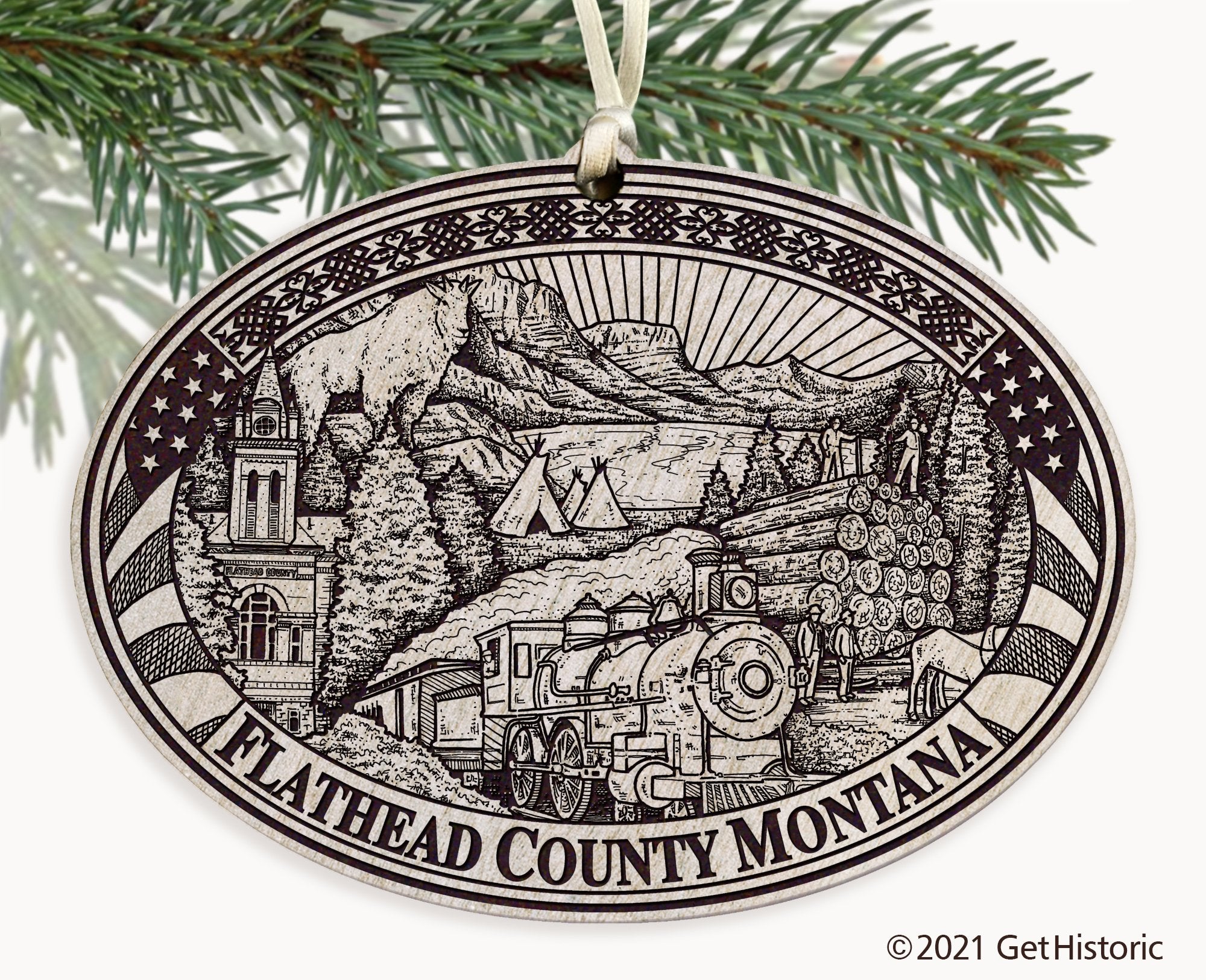 Flathead County Montana Engraved Ornament