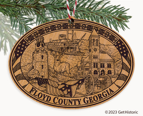 Floyd County Georgia Engraved Natural Ornament