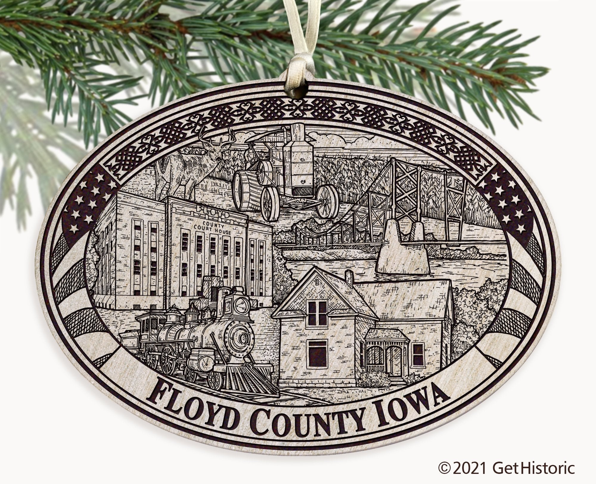 Floyd County Iowa Engraved Ornament
