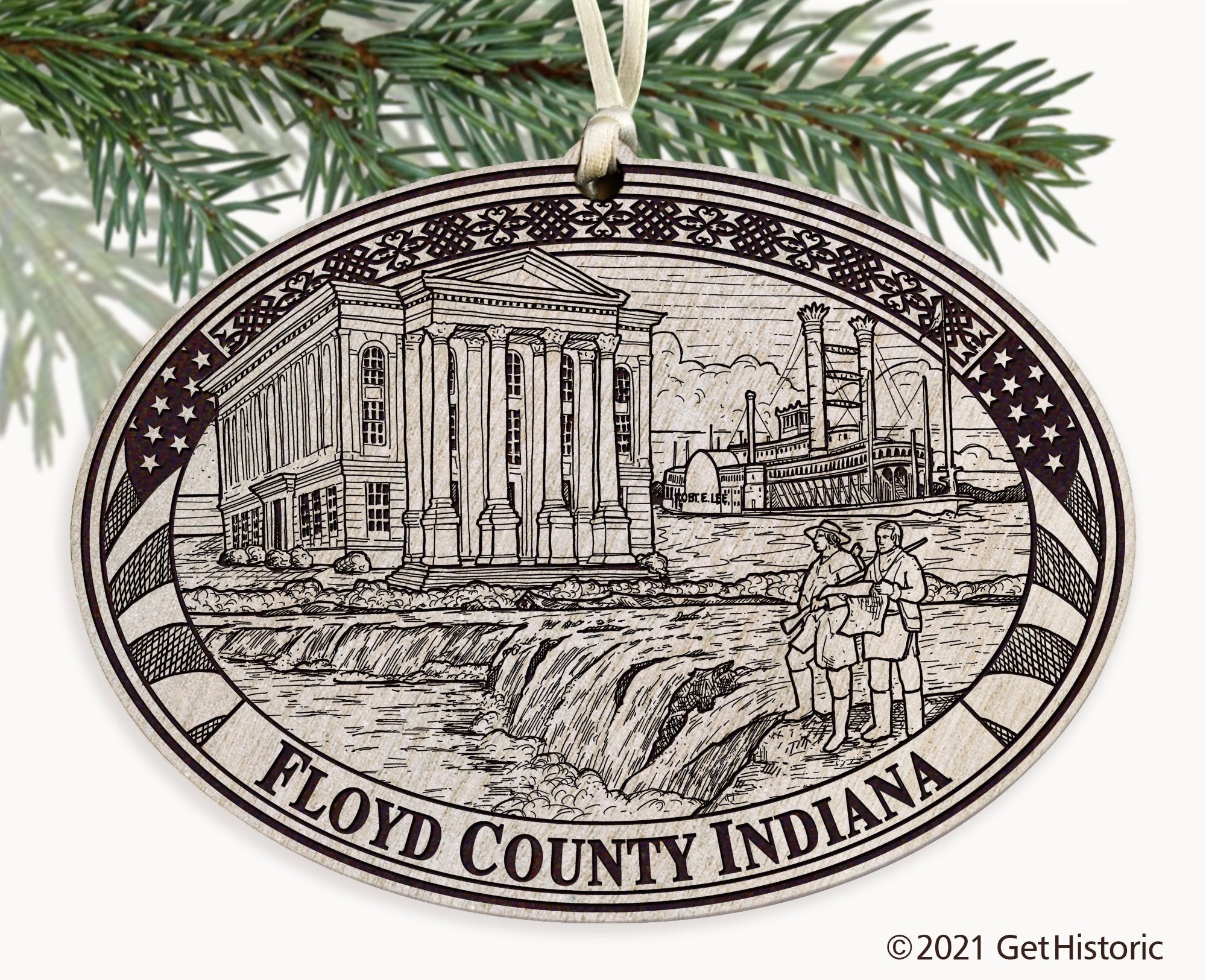 Floyd County Indiana Engraved Ornament