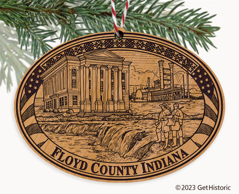 Floyd County Indiana Engraved Natural Ornament