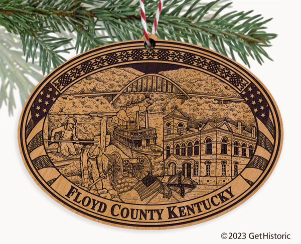 Floyd County Kentucky Engraved Natural Ornament