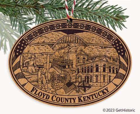 Floyd County Kentucky Engraved Natural Ornament