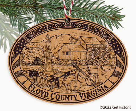 Floyd County Virginia Engraved Natural Ornament