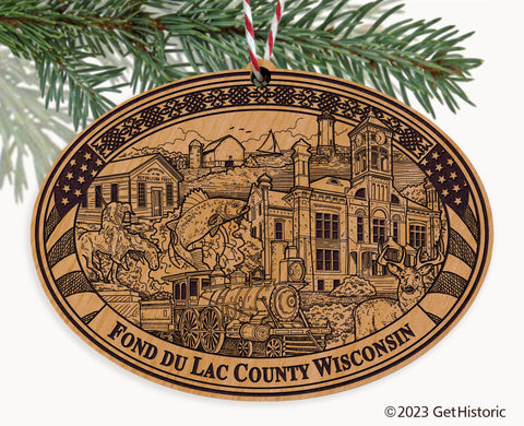 Fond du Lac County Wisconsin Engraved Natural Ornament