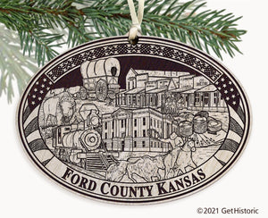 Ford County Kansas Engraved Ornament