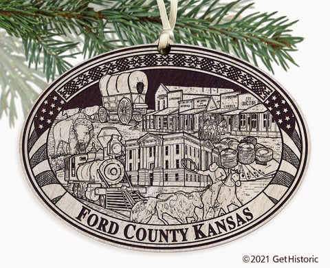 Ford County Kansas Engraved Ornament