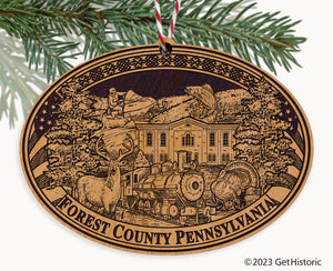 Forest County Pennsylvania Engraved Natural Ornament