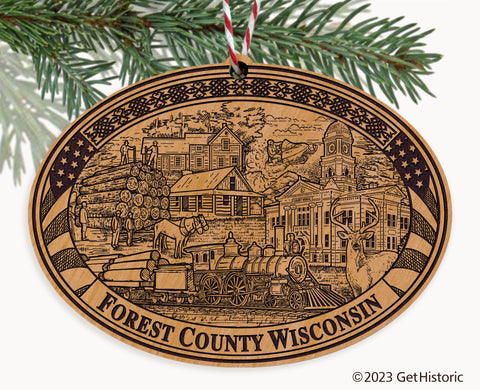 Forest County Wisconsin Engraved Natural Ornament