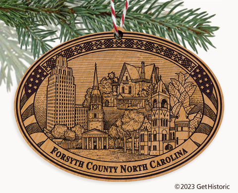 Forsyth County North Carolina Engraved Natural Ornament